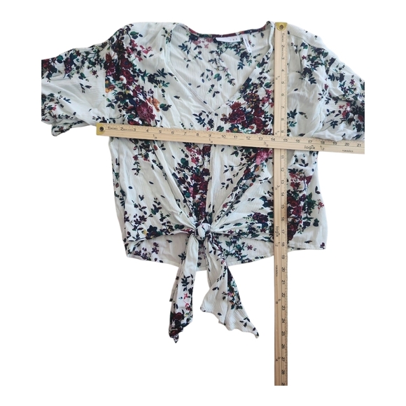 LUQ Floral Tie-Front Blouse – Size Medium, 100% Rayon - Picture 7 of 10
